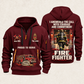 Fire Fighter Walked the Station Floor quarter-zip hoodie in Wine Red, front and back, Your name and since 2005 artwork