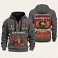 Fire Fighter Old School Fire Fighter quarter-zip hoodie in Gray, front and back, Your name and since 2005 artwork