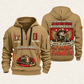 Fire Fighter Old School Fire Fighter quarter-zip hoodie in Khaki, front and back, Your name and since 2005 artwork