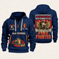 Fire Fighter Old School Fire Fighter quarter-zip hoodie in Navy, front and back, Your name and since 2005 artwork