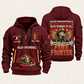 Fire Fighter Old School Fire Fighter quarter-zip hoodie in Wine Red, front and back, Your name and since 2005 artwork