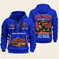 Fire Fighter Dedication Remains quarter-zip hoodie in Blue, front and back, Your name and since 2005 artwork