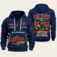 Fire Fighter Dedication Remains quarter-zip hoodie in Navy, front and back, Your name and since 2005 artwork