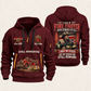 Fire Fighter Dedication Remains quarter-zip hoodie in Wine Red, front and back, Your name and since 2005 artwork