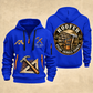 Roofer Every Shingle Counts quarter-zip hoodie in Blue, front and back, Your name and since 2005 artwork