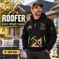 Roofer wearing Every Shingle Counts quarter-zip hoodie in their workplace; product introduction and shopping call to action