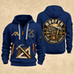 Roofer Every Shingle Counts quarter-zip hoodie in Navy, front and back, Your name and since 2005 artwork