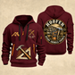 Roofer Every Shingle Counts quarter-zip hoodie in Wine Red, front and back, Your name and since 2005 artwork