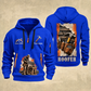 Roofer Roofing Craft Torn Poster quarter-zip hoodie in Blue, front and back, Your name and since 2005 artwork