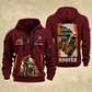 Roofer Roofing Craft Torn Poster quarter-zip hoodie in Wine Red, front and back, Your name and since 2005 artwork
