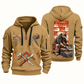 Roofer Shingle Craft quarter-zip hoodie in Khaki, front and back, Your name and since 2005 artwork