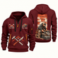 Roofer Shingle Craft quarter-zip hoodie in Wine Red, front and back, Your name and since 2005 artwork
