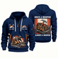 Roofer Once and Always quarter-zip hoodie in Navy, front and back, Your name and since 2005 artwork