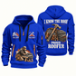Roofer Proud Craftsperson quarter-zip hoodie in Blue, front and back, Your name and since 2005 artwork