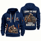 Roofer Proud Craftsperson quarter-zip hoodie in Navy, front and back, Your name and since 2005 artwork