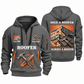 Roofer Lifelong Craft quarter-zip hoodie in Gray, front and back, Your name and since 2005 artwork