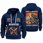 Roofer Lifelong Craft quarter-zip hoodie in Navy, front and back, Your name and since 2005 artwork