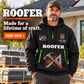 Roofer wearing Built to Last quarter-zip hoodie in their workplace; product introduction and shopping call to action