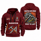 Roofer Built to Last quarter-zip hoodie in Wine Red, front and back, Your name and since 2005 artwork