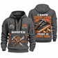 Roofer Work with Purpose quarter-zip hoodie in Gray, front and back, Your name and since 2005 artwork