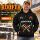 Roofer wearing Work with Purpose quarter-zip hoodie in their workplace; product introduction and shopping call to action