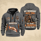 Roofer Never Stops quarter-zip hoodie in Gray, front and back, Your name and since 2005 artwork