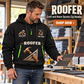 Roofer wearing Craft and Honor quarter-zip hoodie in their workplace; product introduction and shopping call to action