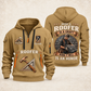 Roofer Craft and Honor quarter-zip hoodie in Khaki, front and back, Your name and since 2005 artwork