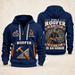 Roofer Craft and Honor quarter-zip hoodie in Navy, front and back, Your name and since 2005 artwork