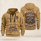 Roofer Steady Hands quarter-zip hoodie in Khaki, front and back, Your name and since 2005 artwork