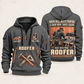 Roofer Built with Pride quarter-zip hoodie in Gray, front and back, Your name and since 2005 artwork