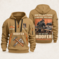 Roofer Built with Pride quarter-zip hoodie in Khaki, front and back, Your name and since 2005 artwork