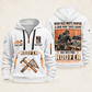 Roofer Built with Pride quarter-zip hoodie in White, front and back, Your name and since 2005 artwork