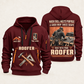 Roofer Built with Pride quarter-zip hoodie in Wine Red, front and back, Your name and since 2005 artwork