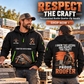 Roofer wearing Respect the Craft quarter-zip hoodie in their workplace; product introduction and shopping call to action
