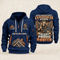 Roofer Experienced Hands quarter-zip hoodie in Navy, front and back, Your name and since 2005 artwork