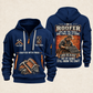 Roofer Skills Remain quarter-zip hoodie in Navy, front and back, Your name and since 2005 artwork