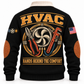 Back of Black HVAC sports sweatshirt with fan, service tools and Hands Behind the Comfort artwork