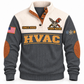 Front of Grey HVAC Hands Behind the Comfort sports sweatshirt with cream yoke and fan/service-tool artwork