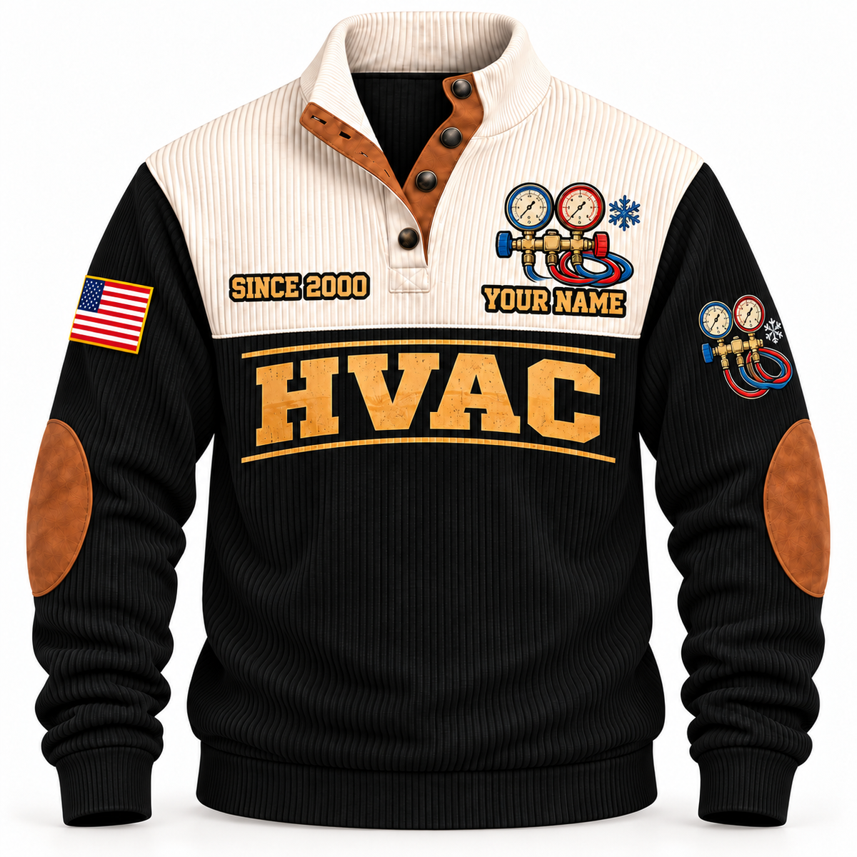 Front of Black HVAC Shift Finished sports sweatshirt