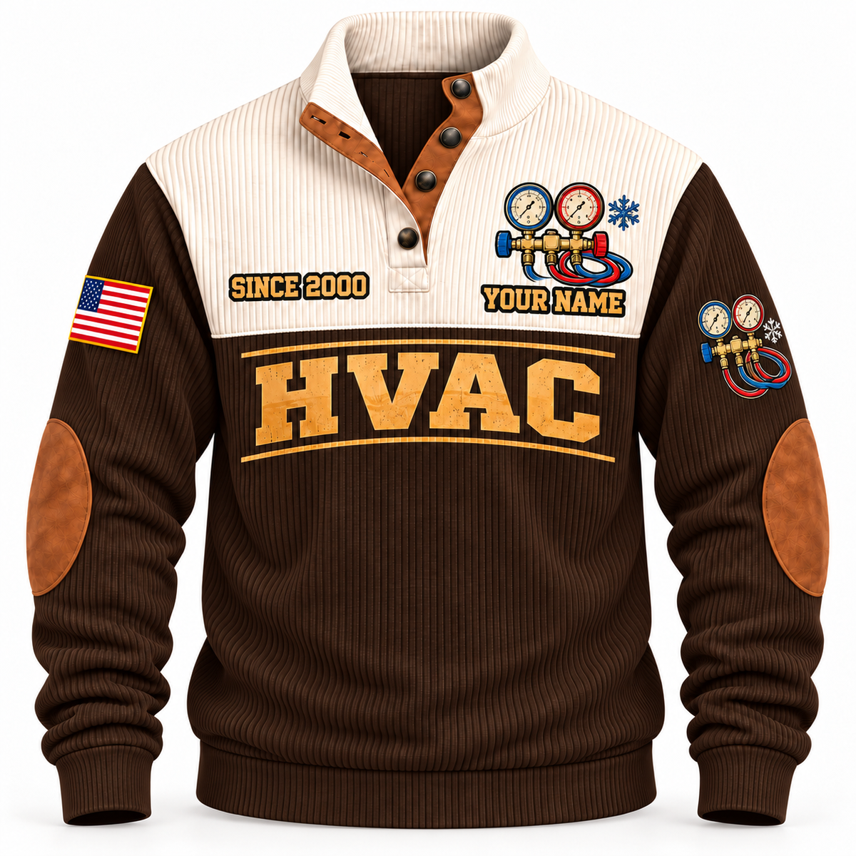 Front of Brown HVAC Shift Finished sports sweatshirt
