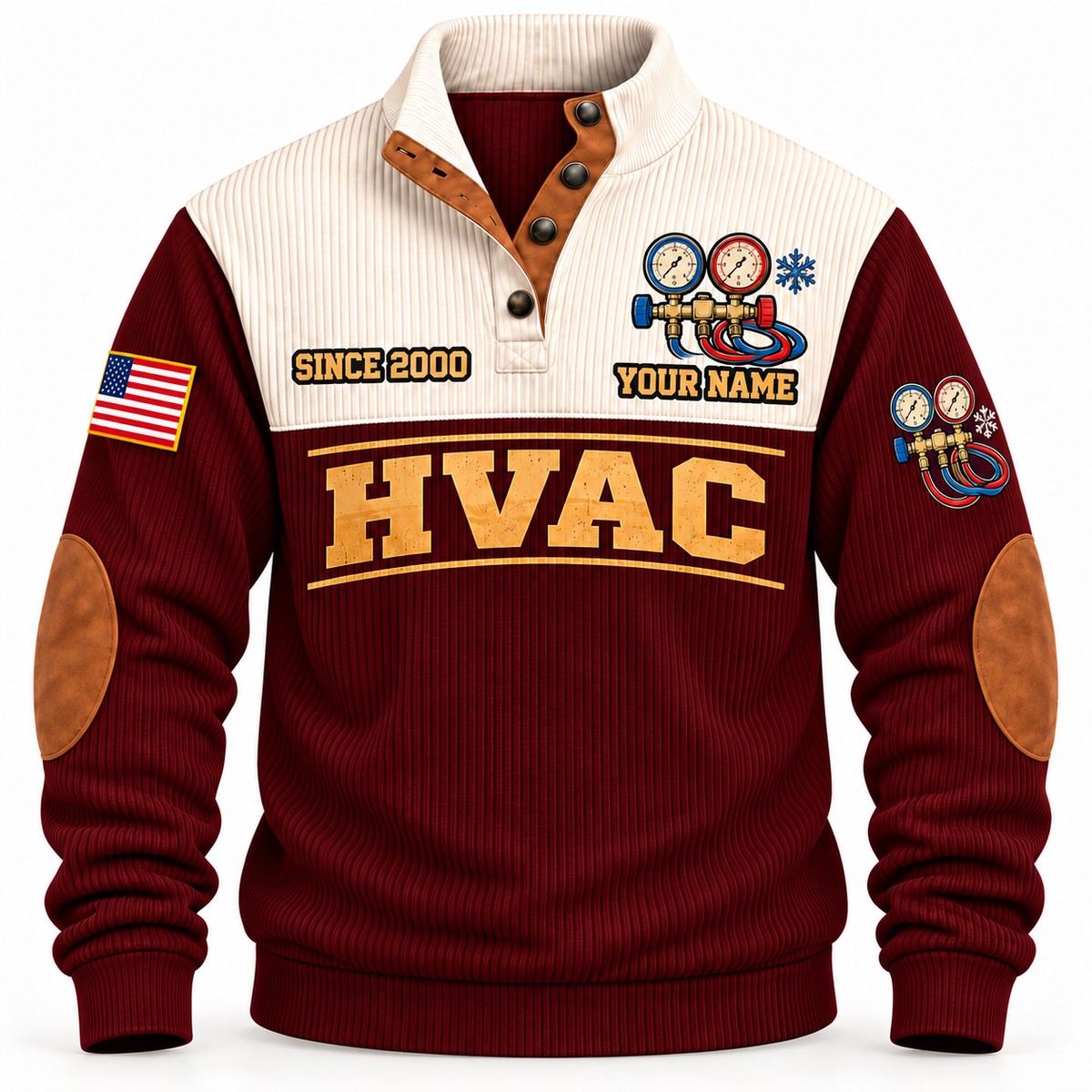 Front of Jujube Red HVAC Shift Finished sports sweatshirt