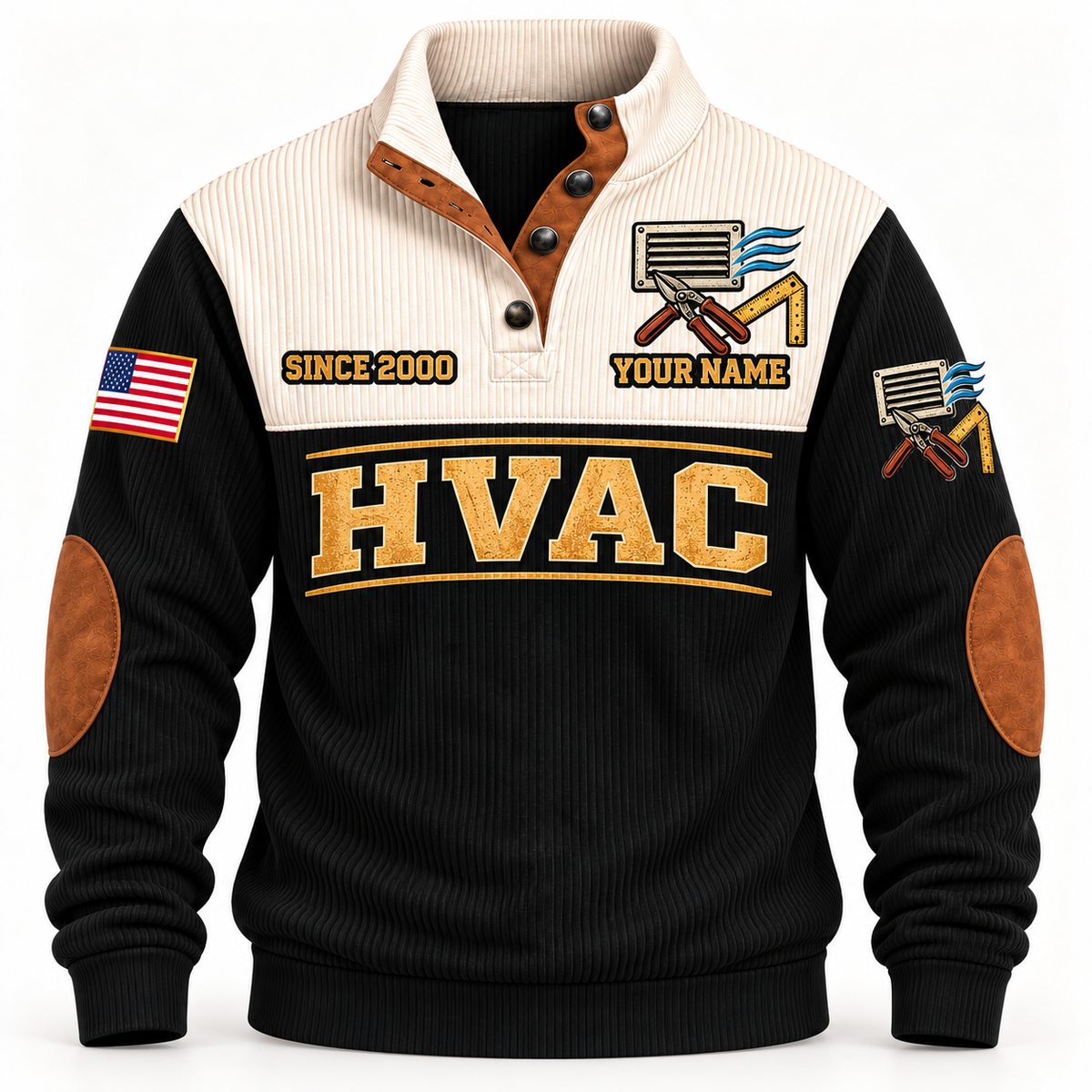Front of Black HVAC Ductwork Precision sports sweatshirt