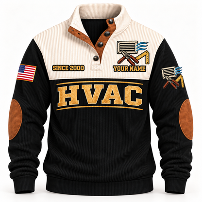Front of Black HVAC Ductwork Precision sports sweatshirt