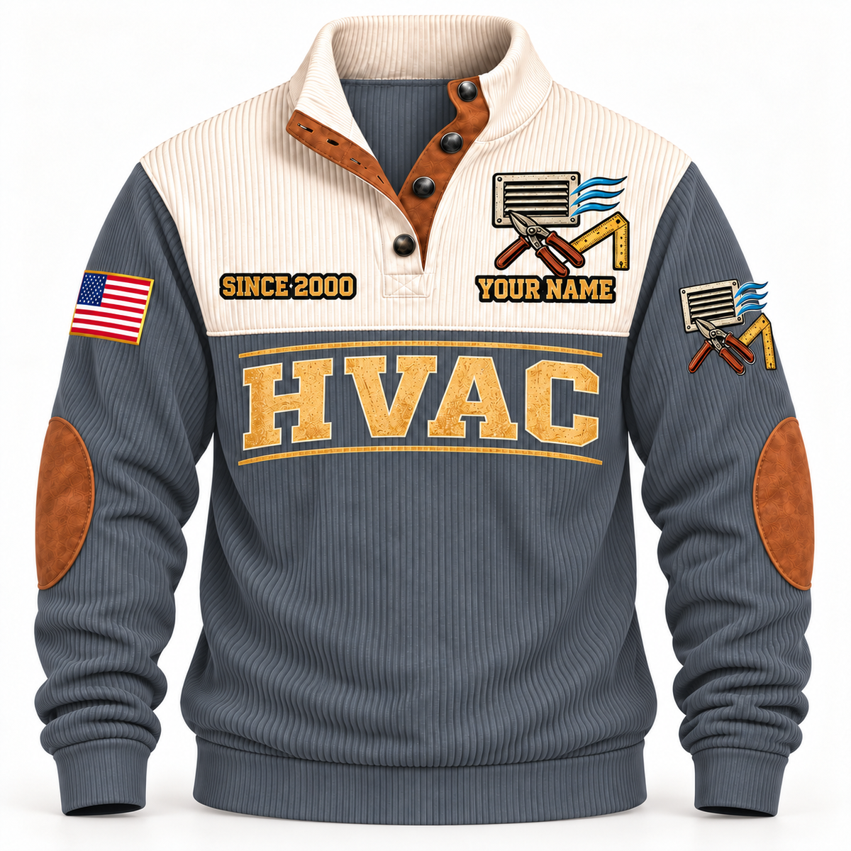 Front of Grey HVAC Ductwork Precision sports sweatshirt