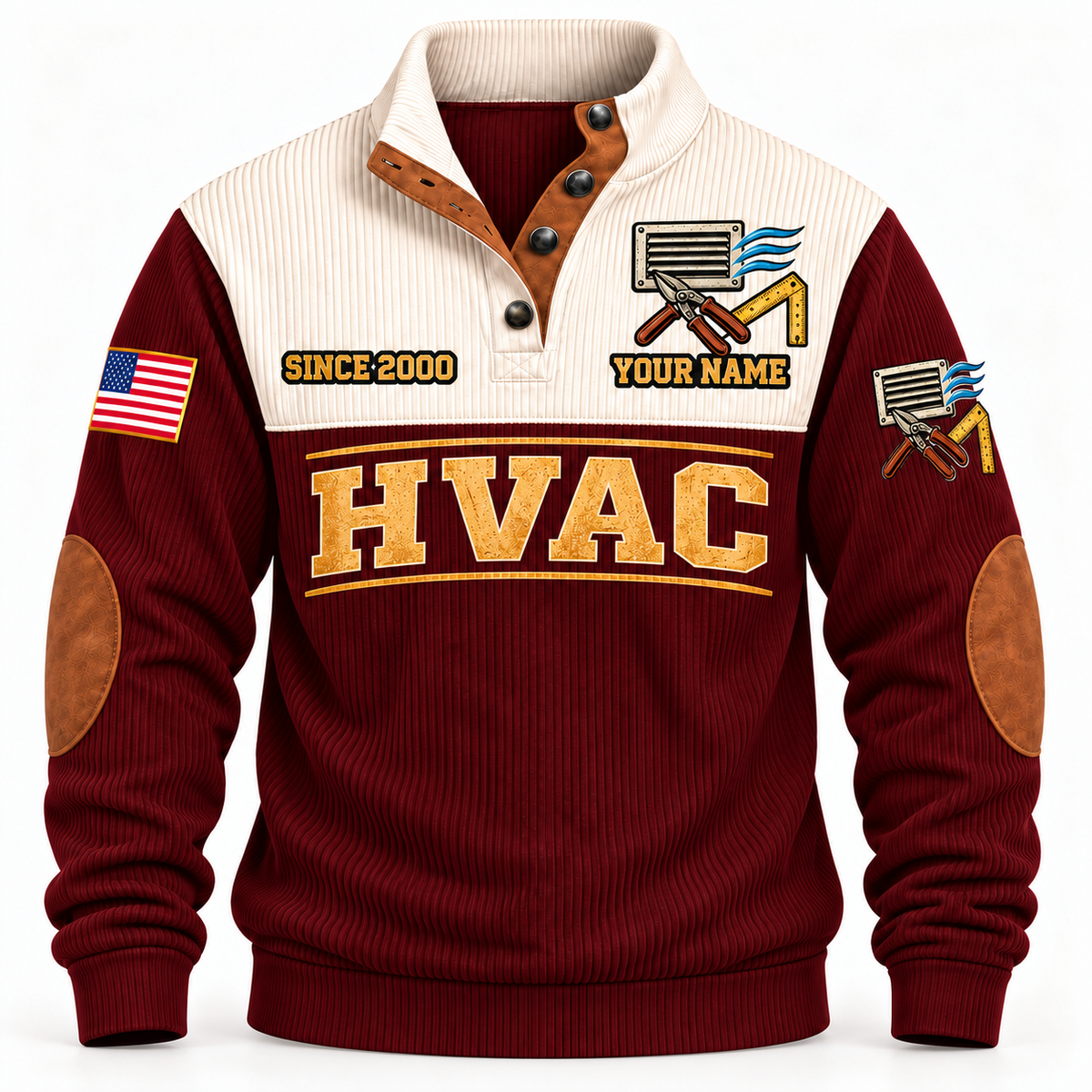 Front of Jujube Red HVAC Ductwork Precision sports sweatshirt