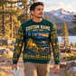 Adult model wearing the HVAC Camp Lantern all-over print crewneck mockup
