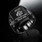 Black HVAC Signature Crest signet ring featuring a combined flame-and-snowflake crest, airflow shoulder details and a face-centered name-and-year layout, with illustrative CUSTOM NAME and SINCE 2000