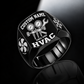 Black HVAC Bold Lettering signet ring featuring bold name and profession lettering framing a manifold-gauge and wrench emblem, with illustrative CUSTOM NAME and SINCE 2000