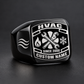 Black HVAC Black Face Badge signet ring featuring a dark badge-style face with a fan and service tools framed by heating and cooling symbols, with illustrative CUSTOM NAME and SINCE 2000